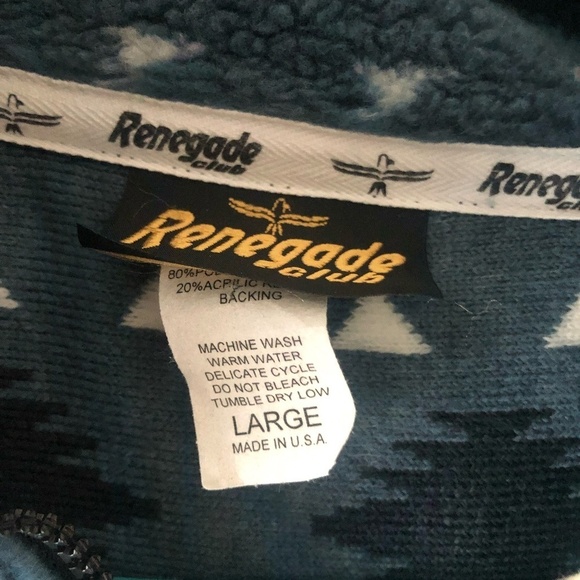 VINTAGE RENEGADE CLUB BLUE POLAR BEAR FLEECE ZIP UP COAT LARGE - Picture 4 of 8